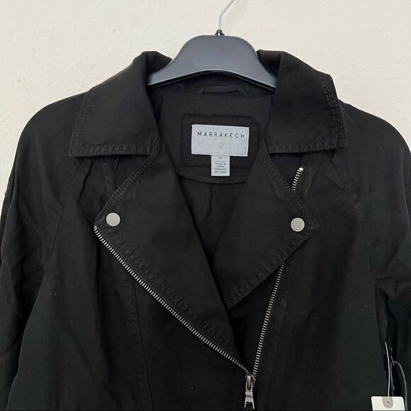 Anthropologie Marrakech Black Twill Moto Jacket NEW Size XS - Picture 7 of 9